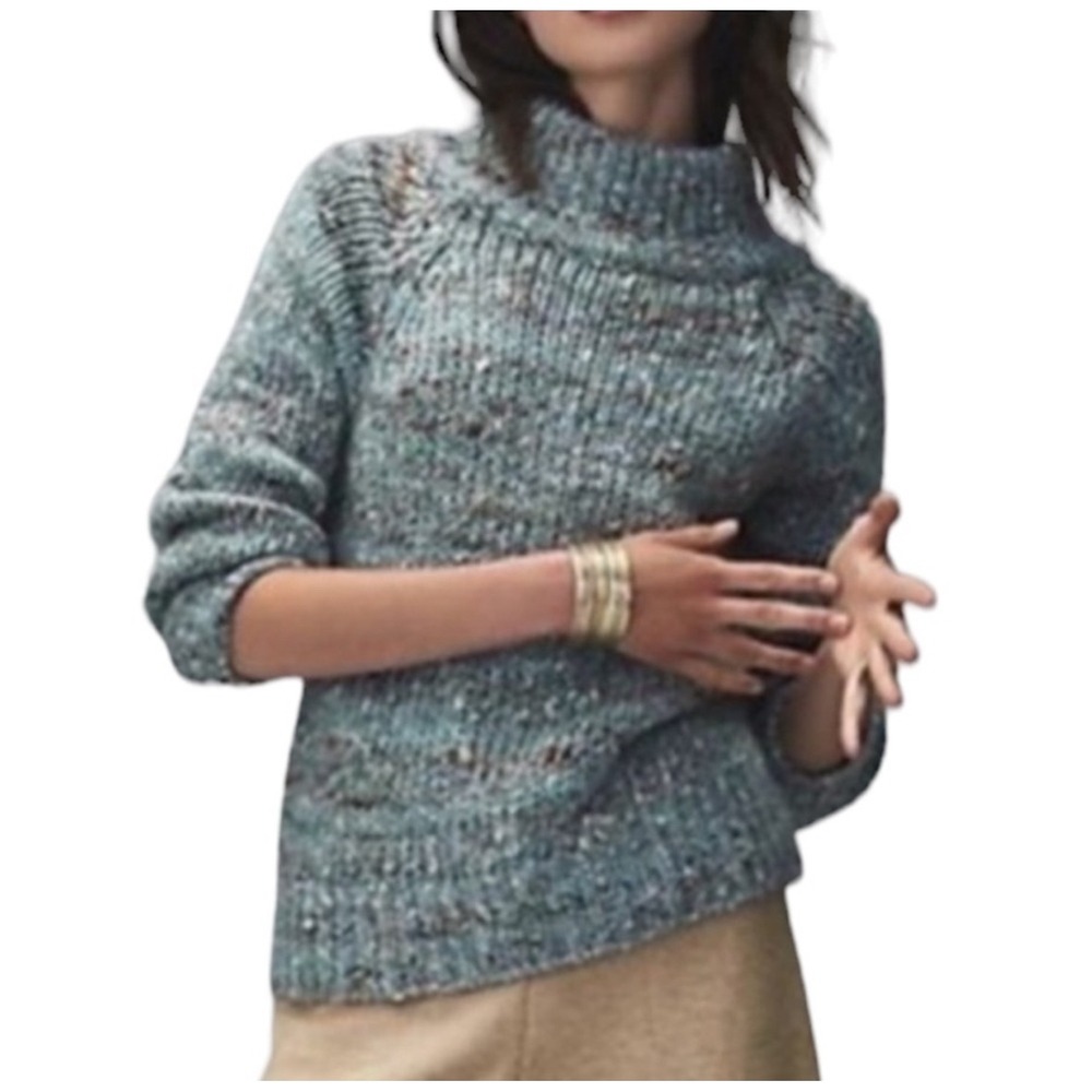 Anthropologie Moth Chunky‎ Alpaca Wool Mock Neck Sweater Size XS